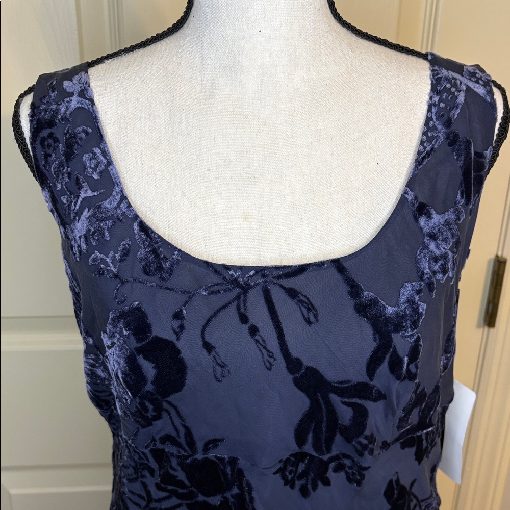 Y2K ECI Velvet Burnout Asymmetrical Top Silk Blend Art Nouveau size 14 NWT - Picture 5 of 12